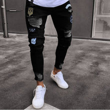 Load image into Gallery viewer, 2019 Men&#39;s Stretchy Ripped Skinny Biker Jeans Destroyed Slim Fit Denim Pants Mens Elastic Waist Harem Pants Men Jogger S-4XL
