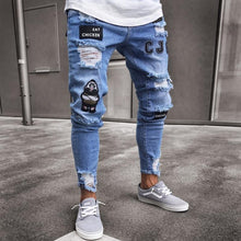 Load image into Gallery viewer, 2019 Men&#39;s Stretchy Ripped Skinny Biker Jeans Destroyed Slim Fit Denim Pants Mens Elastic Waist Harem Pants Men Jogger S-4XL