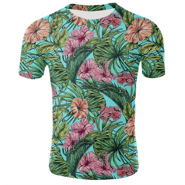 Men Hawaiian Summer Banana Leaf Printed Beach Sea Short Sleeves Tops For Male Summer Tshirt Top Clothing Tropical Holiday Style