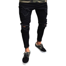 Load image into Gallery viewer, HEFLASHOR Mens Cool Designer Brand Black Jeans Skinny Ripped Destroyed Stretch Slim Fit Hop Hop Pants With Holes For Men