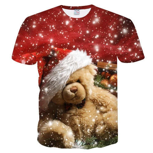2019 new t shirt men Fashion Christmas T-shirts Men Funny Santa Printed Tshirts Casual 3d T shirt Snowman Party Tshirt tops tees