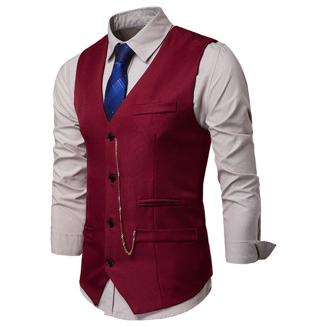 Men's Vest Slim Waistcoat Sleeveless Jacket Casual Suit Vests for Men Button Open Geek Simple Joker Fit Vest Male