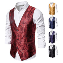 Load image into Gallery viewer, CYSINCOS Luxury Gold Printed Steampunk Vest Men Brand Night Club Prom Suit Vest Men Waistcoat Wedding Formal Dress Vests for Men
