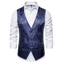 Load image into Gallery viewer, CYSINCOS Luxury Gold Printed Steampunk Vest Men Brand Night Club Prom Suit Vest Men Waistcoat Wedding Formal Dress Vests for Men