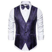 Load image into Gallery viewer, CYSINCOS Luxury Gold Printed Steampunk Vest Men Brand Night Club Prom Suit Vest Men Waistcoat Wedding Formal Dress Vests for Men