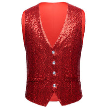 Load image into Gallery viewer, Mens Shiny Sequined Waistcoat Men Gold Silver Red Blue Black Full Sequins Wedding Groom Vest Gilet Homme DJ Bar Singers Costume