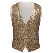 Load image into Gallery viewer, Mens Shiny Sequined Waistcoat Men Gold Silver Red Blue Black Full Sequins Wedding Groom Vest Gilet Homme DJ Bar Singers Costume