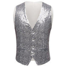 Load image into Gallery viewer, Mens Shiny Sequined Waistcoat Men Gold Silver Red Blue Black Full Sequins Wedding Groom Vest Gilet Homme DJ Bar Singers Costume